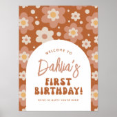 Groovy One Daisy 1e Verjaardagsfeestje Welkomstbor Poster (Voorkant)