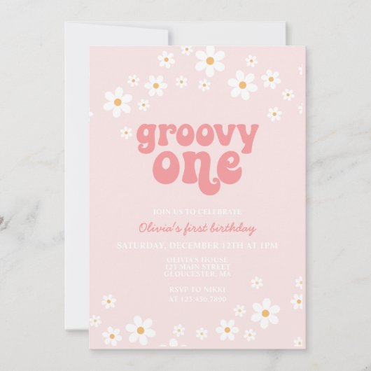 Groovy One daisy boho floral first jarig Kaart (Voorkant)