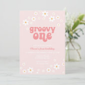 Groovy One daisy boho floral first jarig Kaart (Staand voorkant)
