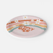 Groovy One daisy boho floral rainbow 1e verjaardag Papieren Bordje (Gekanteld)