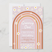 Groovy One Daisy Boho Regenboog 1e Verjaardag Kaart (Voorkant)