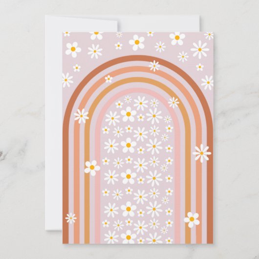 Groovy One Daisy Boho Regenboog 1e Verjaardag Kaart (Achterkant)