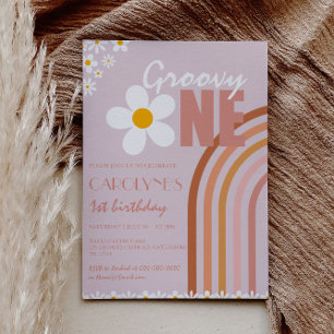 Groovy One Daisy Boho Regenboog Eerste Verjaardag Kaart