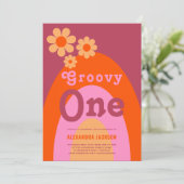 Groovy One Daisy Boog 1e Verjaardagsfeestje Kaart (Staand voorkant)