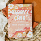 Groovy One Daisy Floral 70s Peace Hippie Birthday Kaart