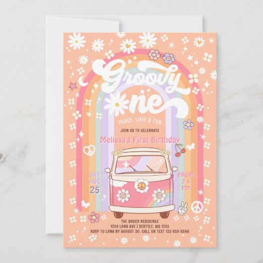 Groovy ONE Daisy Groovy Van 1e verjaardag Kaart (Voorkant)