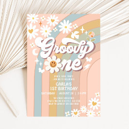 Groovy ONE Daisy Hippie 70's Retro 1e verjaardag Kaart