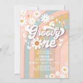 Groovy ONE Daisy Hippie 70's Retro 1e verjaardag Kaart (Voorkant)