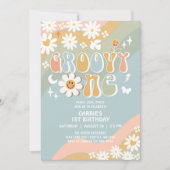 Groovy ONE Daisy Hippie 70's Retro 1e verjaardag Kaart (Voorkant)