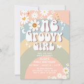 Groovy ONE Daisy Hippie 70's Retro 1e verjaardag Kaart (Voorkant)