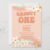 Groovy One Daisy Party Invitation (Voorkant)