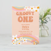 Groovy One Daisy Party Invitation (Staand voorkant)