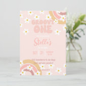 Groovy One Daisy Party Uitnodiging (Staand voorkant)