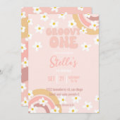 Groovy One Daisy Party Uitnodiging (Voorkant / Achterkant)