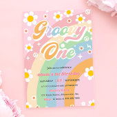 Groovy One Daisy Rainbow 1e verjaardagsfeestje Kaart