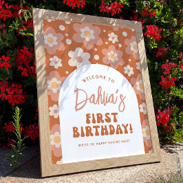 Groovy One Daisy Uitnodigingsbord voor 1e verluist Poster