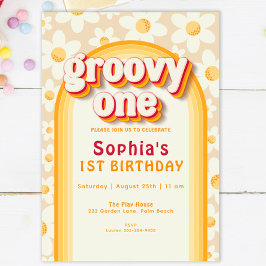 Groovy One First Birthday Invitation | Boho Daisy Kaart