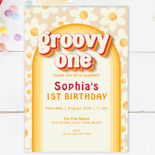 Groovy One First Birthday Invitation   Boho Daisy Kaart