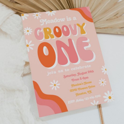 Groovy One First Birthday Invitation | |Groovy One Kaart