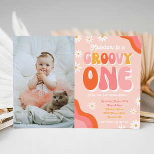 Groovy One First Birthday Invitation Groovy One Kaart