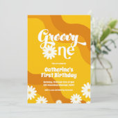 Groovy One First Birthday-uitnodiging Kaart (Staand voorkant)