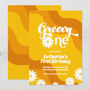Groovy One First Birthday-uitnodiging Kaart