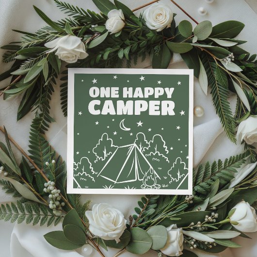 Groovy One Happy Camper Verjaardag Servetten
