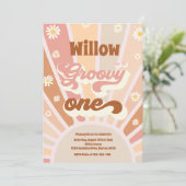 Groovy One Hippie 1ste verjaardag Sunshine Daisy Kaart (Staand voorkant)