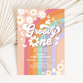 Groovy ONE Hippie 70's Rainbow Retro 1e verjaardag Kaart