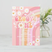 Groovy ONE Hippie 70's Retro 1e verjaardag Kaart (Staand voorkant)