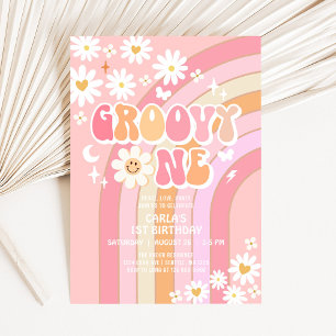 Groovy ONE Hippie 70's Retro 1e verjaardag Kaart