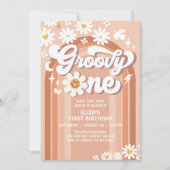 Groovy ONE Hippie 70s Retro 1e verjaardag Kaart (Voorkant)