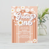 Groovy ONE Hippie 70s Retro 1e verjaardag Kaart (Staand voorkant)