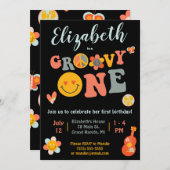 Groovy One, Hippie, Bloemen Eerste Verjaardagsfees Kaart (Voorkant / Achterkant)