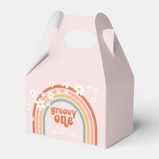 Groovy One hippie daisy rainbow 1e verjaardag Favo Bedankdoosjes (Voorkant Zijde)