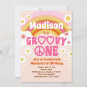 Groovy ONE Hippie Party 1st Birthday Uitnodiging (Voorkant)