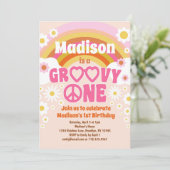 Groovy ONE Hippie Party 1st Birthday Uitnodiging (Staand voorkant)