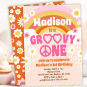 Groovy ONE Hippie Party 1st Birthday Uitnodiging