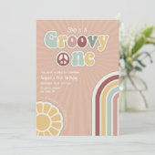 Groovy One Hippie Vrede Eerste Verjaardagsfeest Me Kaart (Staand voorkant)