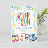 Groovy One in the sun Pool Party Kaart (Staand voorkant)
