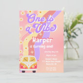 Groovy One is een Vibe Girly 1e verjaardag Kaart (Staand voorkant)