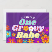 Groovy One Kleurrijke Retro Floral Baby Verjaardag Kaart (Voorkant)