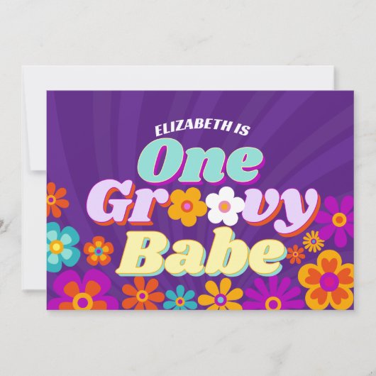 Groovy One Kleurrijke Retro Floral Baby Verjaardag Kaart (Voorkant)