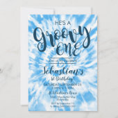 Groovy One Party Invitation Hippy Tie Dye Boy Kaart (Voorkant)