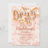 Groovy One Party Invitation Hippy Tie Dye Daisy Kaart (Voorkant)