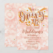 Groovy One Party Invitation Hippy Tie Dye Daisy Kaart (Voorkant / Achterkant)