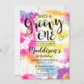 Groovy One Party Invitation Hippy Tie Dye Kaart (Voorkant)