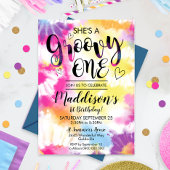 Groovy One Party Invitation Hippy Tie Dye Kaart