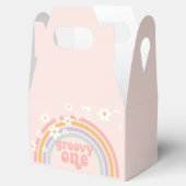 Groovy One Pastel Retro Regenboog met Madeliefjes Bedankdoosjes (Geopend)