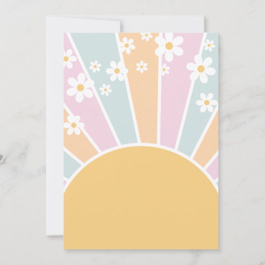 Groovy One Pastel Retro Zonneschijn madelief boho  Kaart (Achterkant)